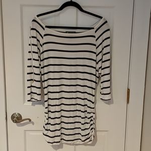 Quarter sleeve white with black stripes shirt INC